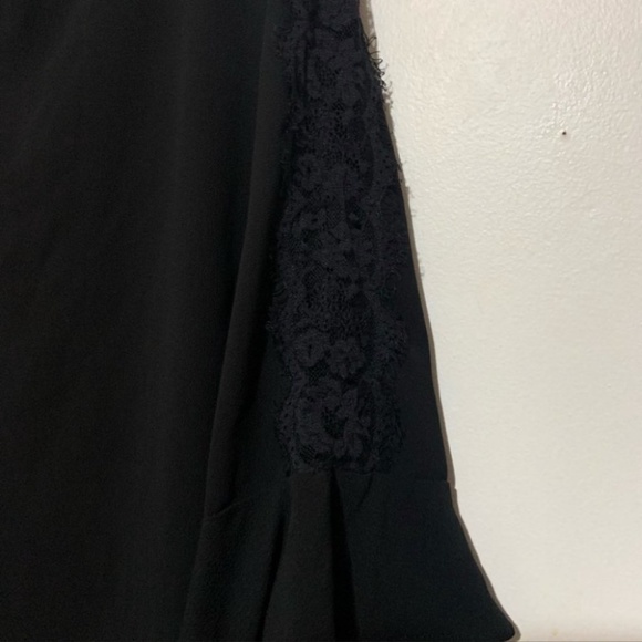 3/$30 Mandee Black bell 3/4 sleeve lace down sleeves semi sheer blouse - Picture 4 of 10